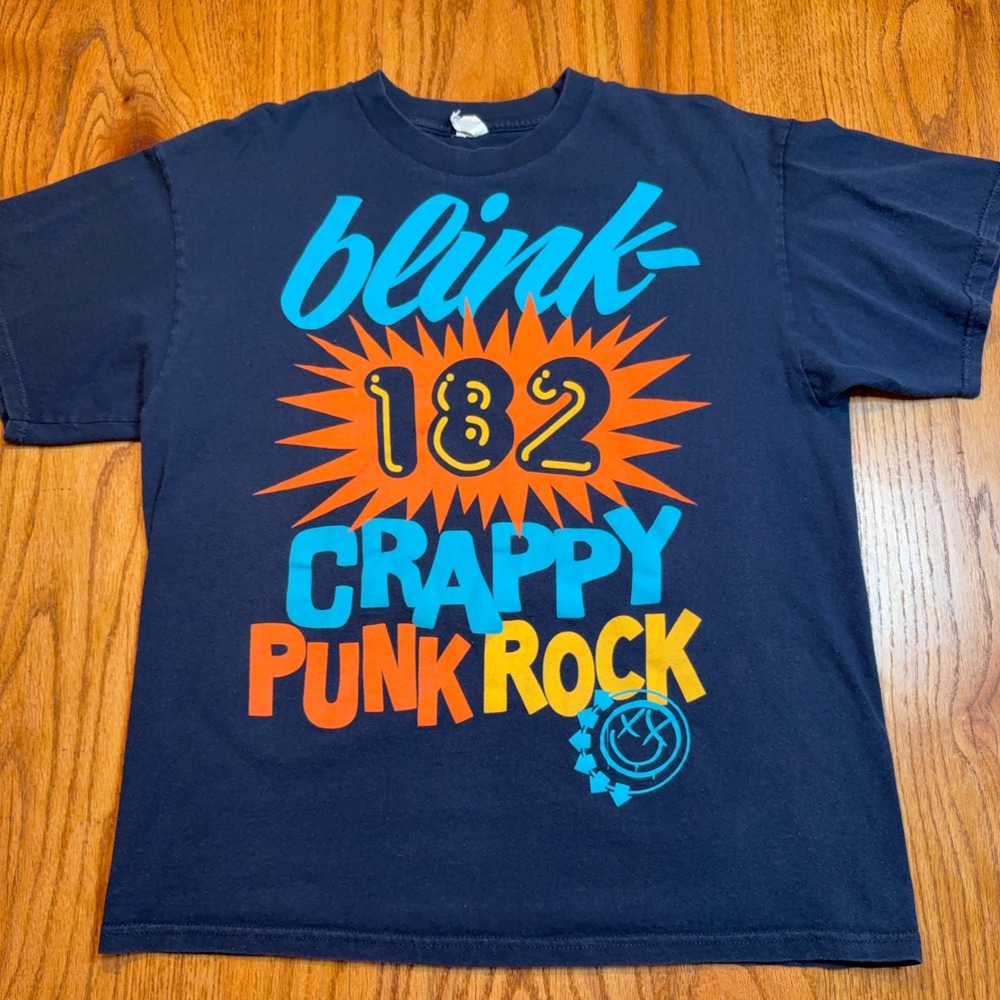 Blink-182 T-Shirt Mens XL Navy Blue Crappy Punk Rock Band Tee Graphic Alstyle